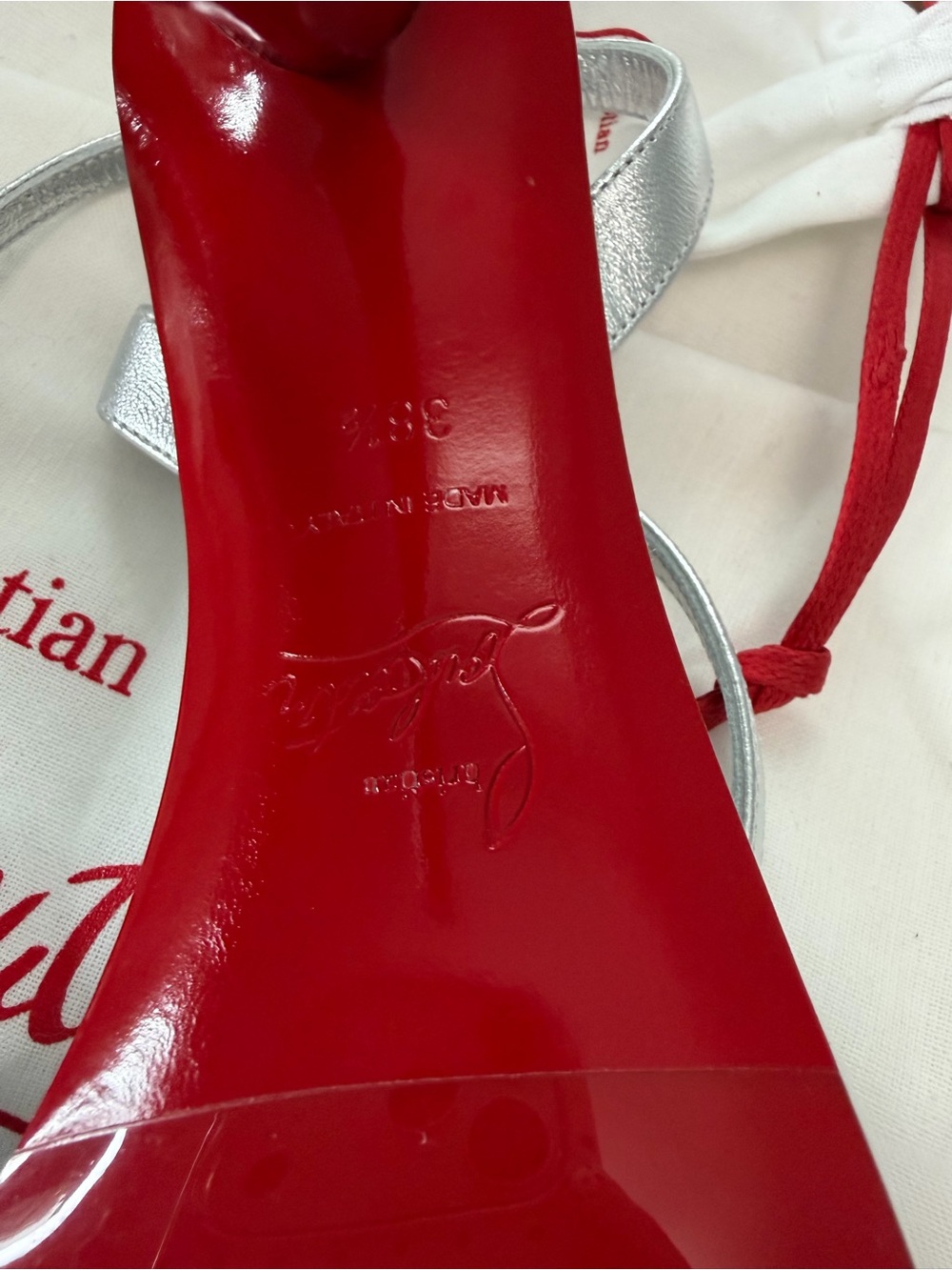 Christian Louboutin "Miss Z" sandals in metallic silver leather - Picture 10 of 15